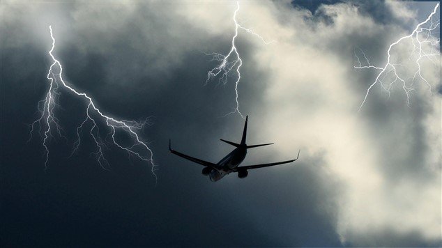 avion traversant une tempête pour illustrer les difficultés que l'on peut rencontrer quand on est coincé dans son job, malgré l'illusion de sécurité