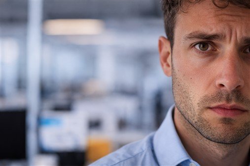 Salarié anxieux au bureau par peur de perdre sa place