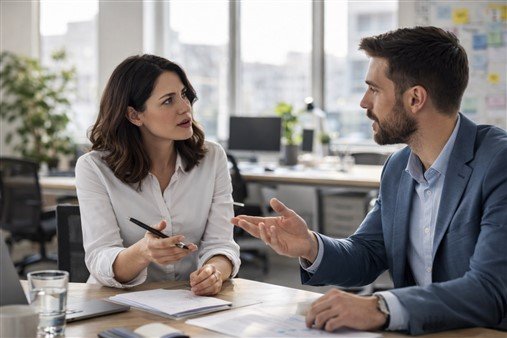 Discussion professionnelle pour recadrer un collègue qui se prend pour chef