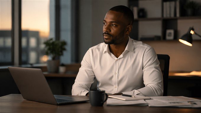 Cadre pensif en fin de journée face aux conséquences d'un favoritisme au travail non adressé